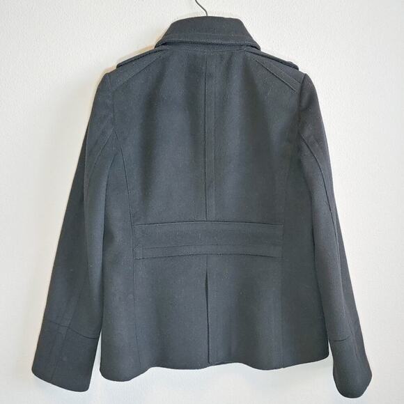 J. Crew Women's Black Wool Double Breasted Pea Coat Sz M Academia Preppy Winter - Picture 5 of 12